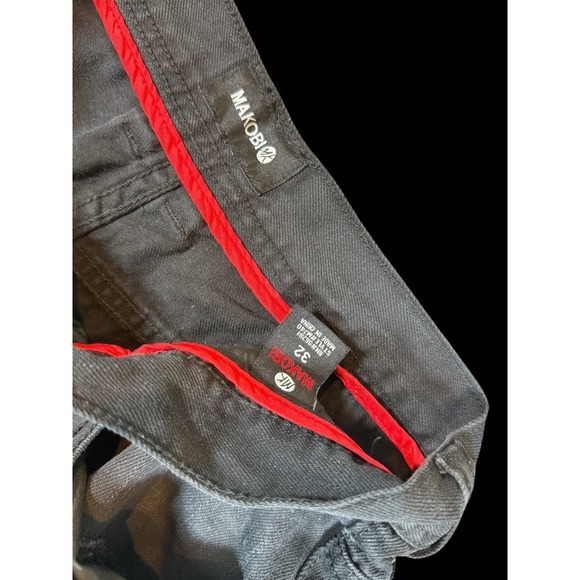Makobi Men Black Denim Dark Wash Distessed Short Size 32 Zipper‎ Skater Y2K Punk - Picture 3 of 3
